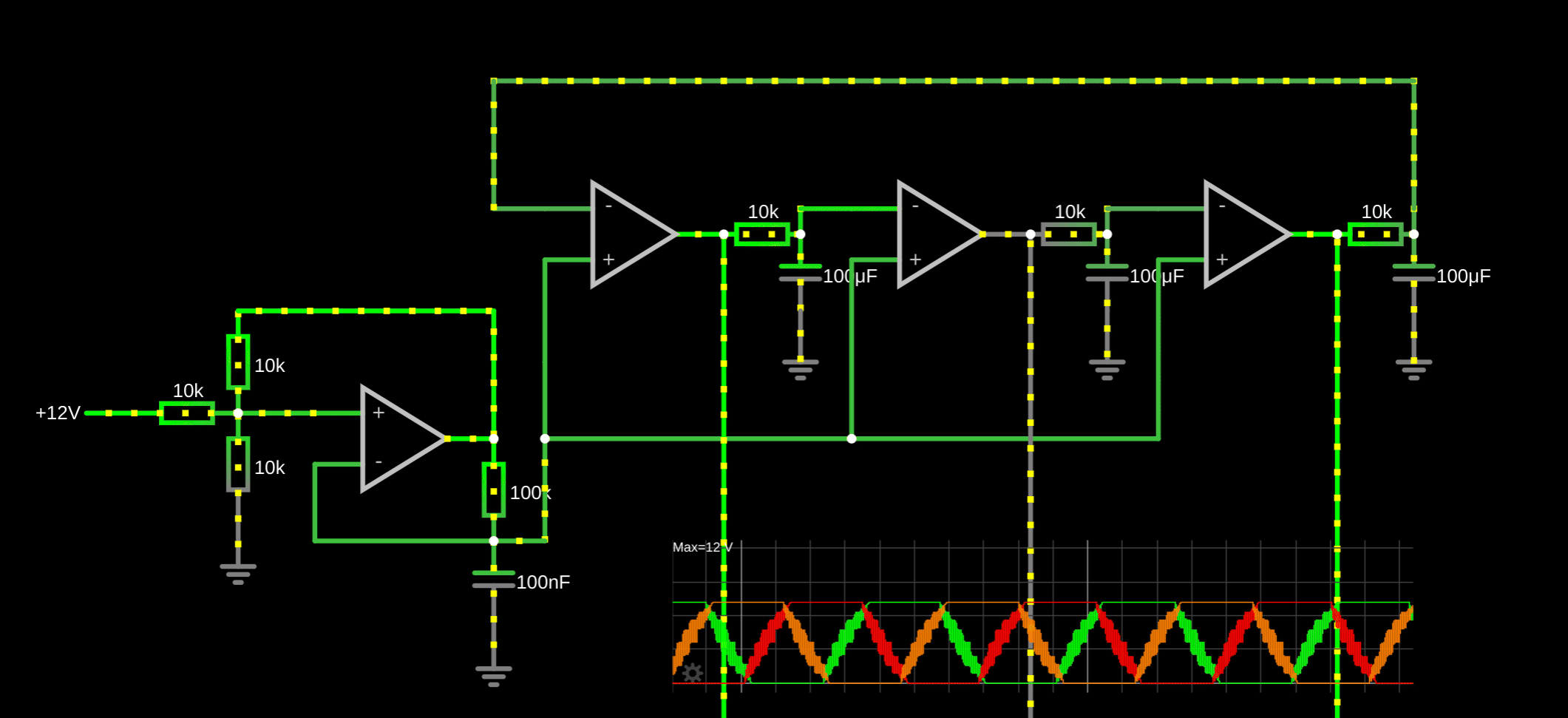 how the circiuit works. PWM frequency lowered for simulation