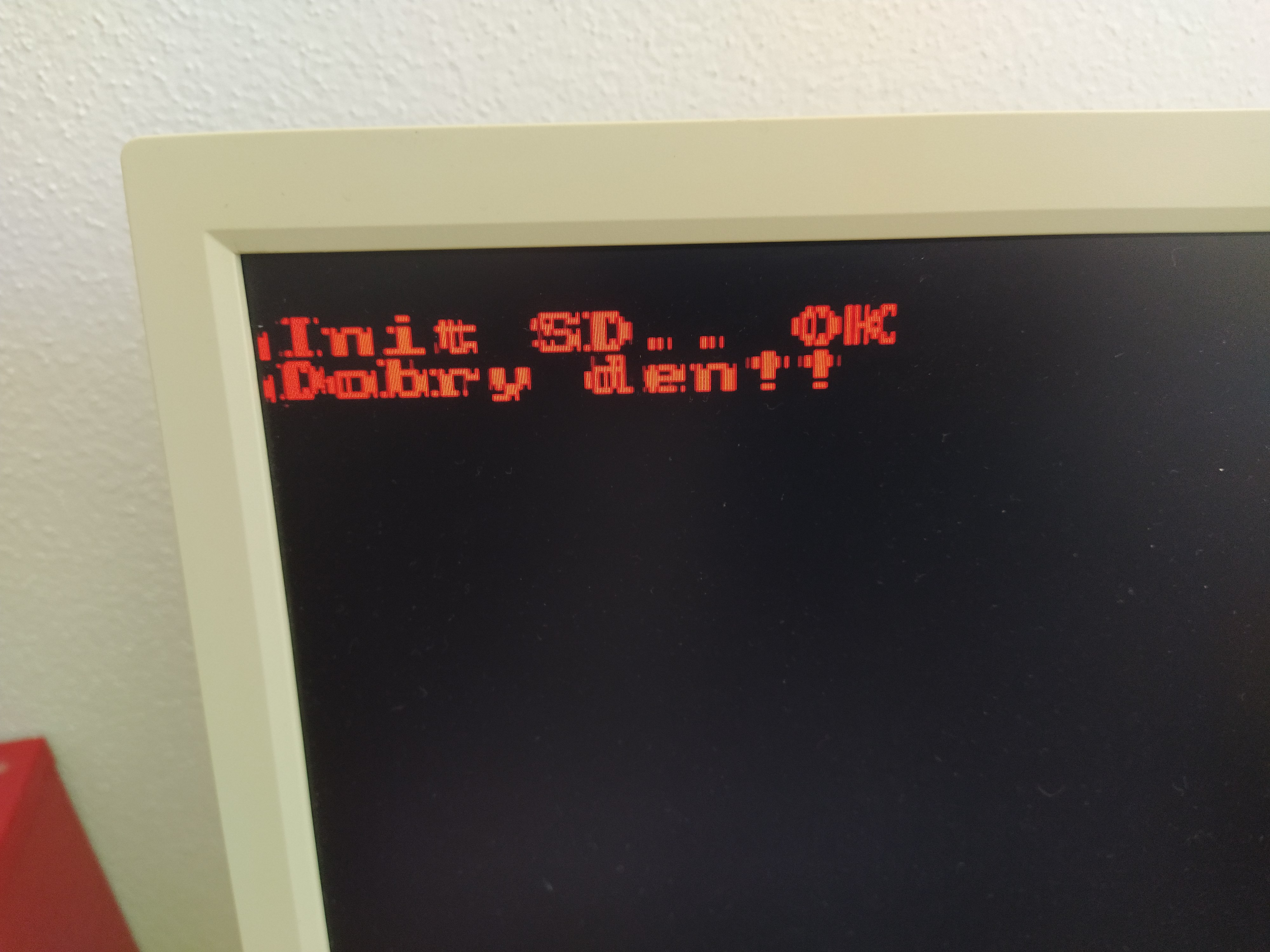 Booting from the SD card, now with 2x smaller characters.